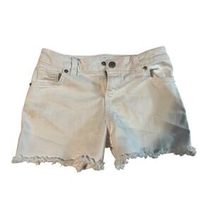 Women's White Distressed Cut Offs by HammerJean-L